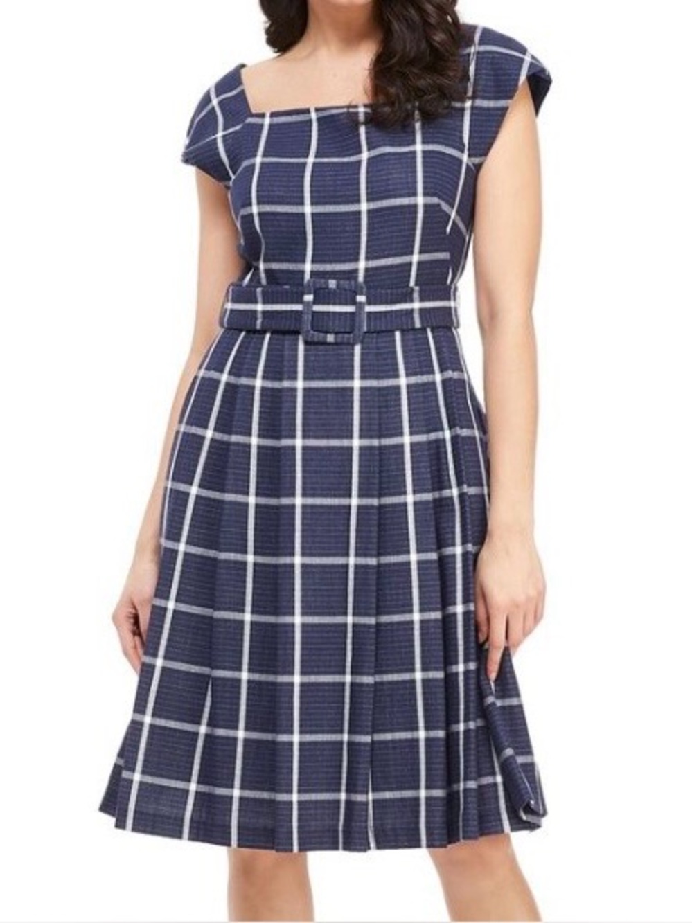 Gal Meets Glam NEW Karen Square Neck Dress Navy NWT 4